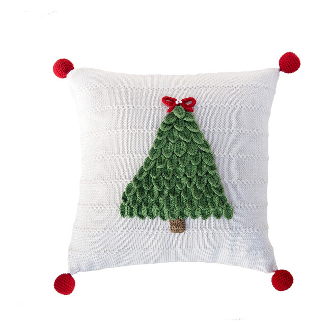 Christmas Leaf Tree Pillow, Ecru