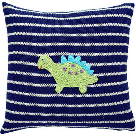 Dinosaur Striped Pillow, Navy
