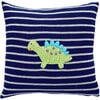 Dinosaur Striped Pillow, Navy - Decorative Pillows - 1 - thumbnail