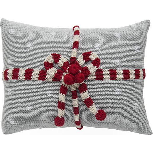 Candy Stripe Gift Pillow, Grey