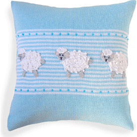 Sheep Baby Pillow, Blue/White - Decorative Pillows - 1