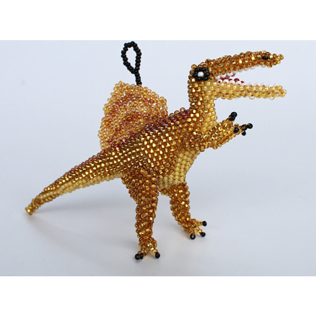 Beaded Spinosaur Ornament, Gold