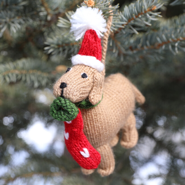 Dog with Stocking Ornament, Set of 2 - Ornaments - 4