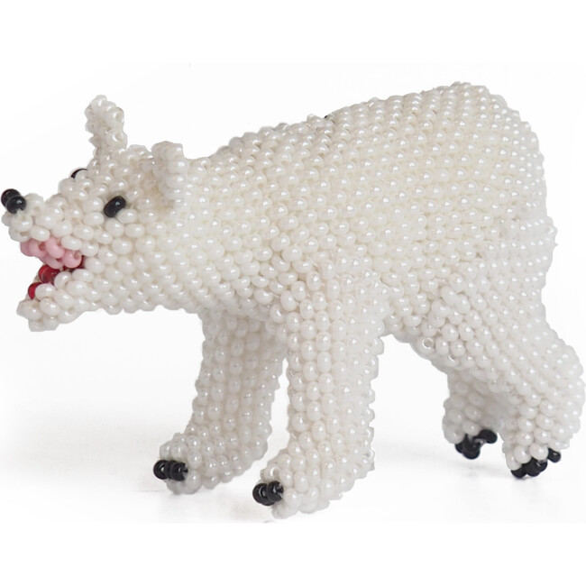 Beaded Polar Bear Ornament, White
