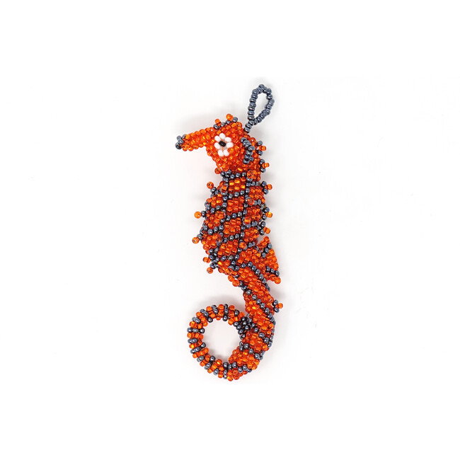 Beaded Seahorse Ornament, Orange