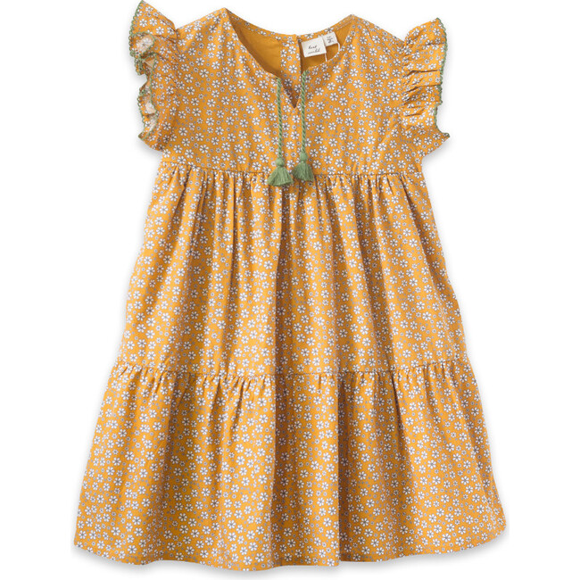 Sara Dress, Mustard Daisy Print - Dresses - 1