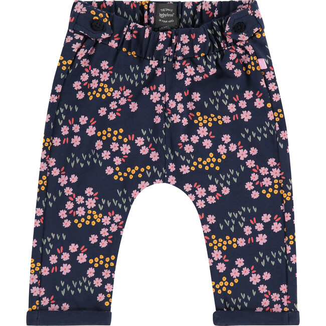 Printed Floral Relaxed Fit Pants, Marine