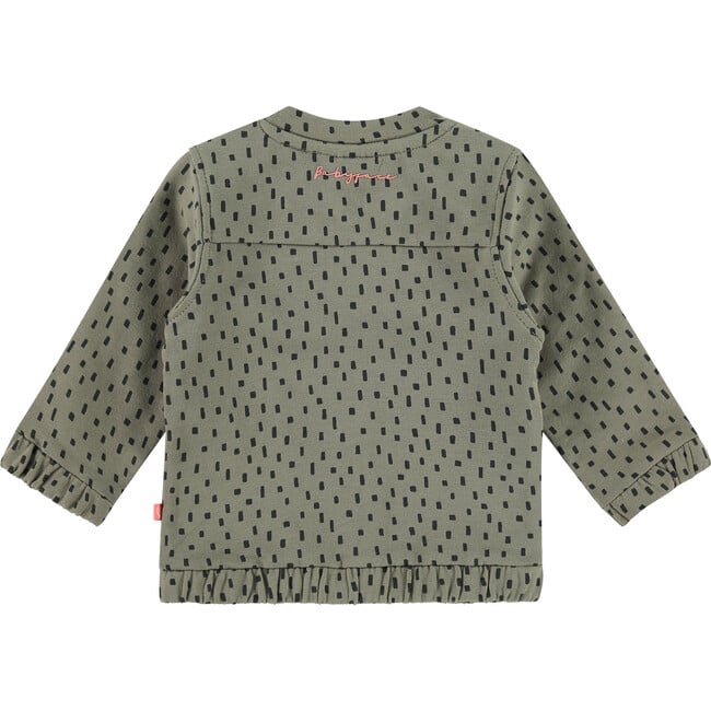 Zip Up Printed Sweater, Moss Green