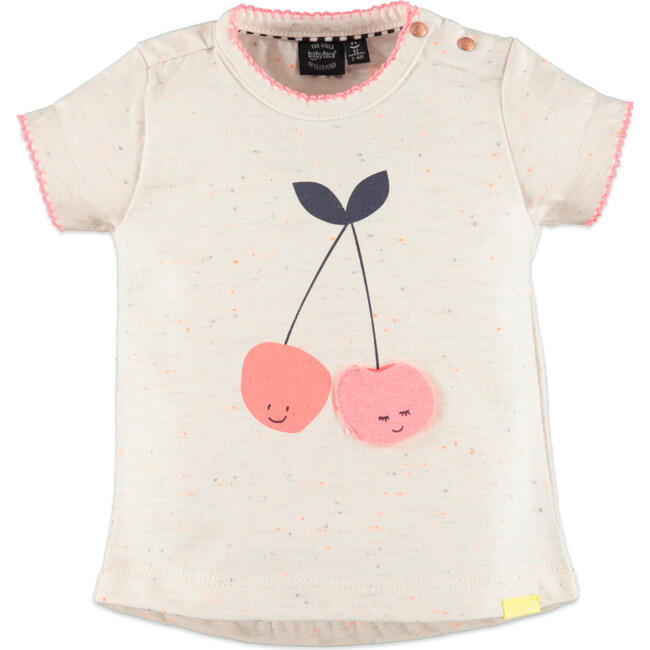 Cherry Tee, Cream with Pink - Tees - 1