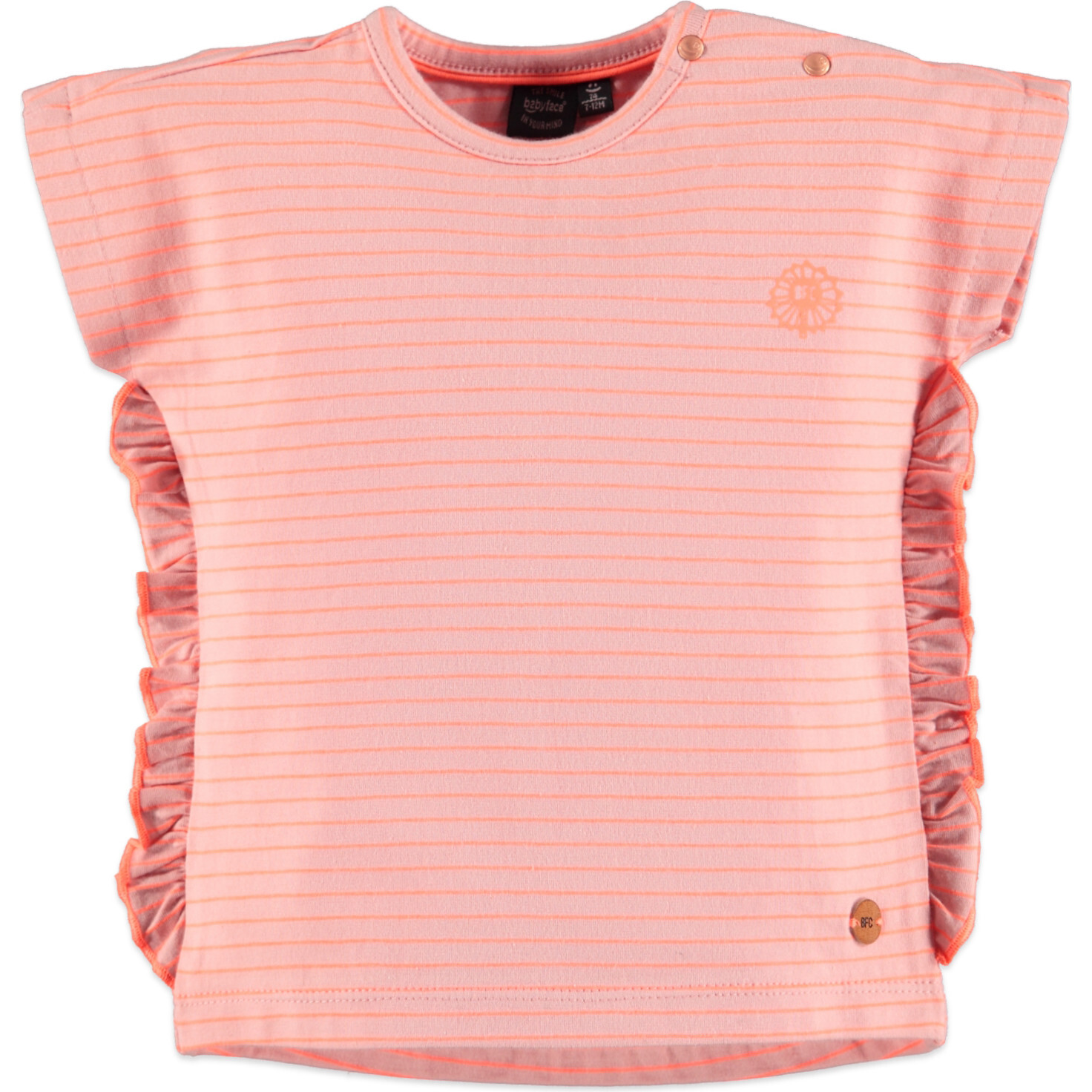 Ruffle Tee, Pink Stripes - T-Shirts - 1