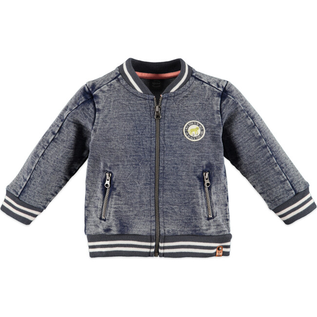 Denim Zip-Up Jacket, Blue Grey - Jackets - 1