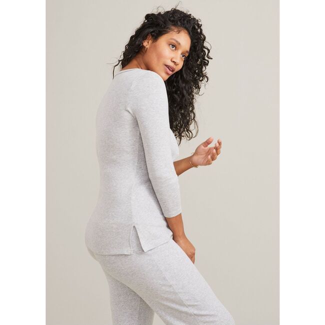 The Women's Rib Nursing Henley, Heather Grey - Tees - 3