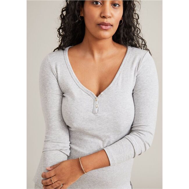 The Women's Rib Nursing Henley, Heather Grey - Tees - 5
