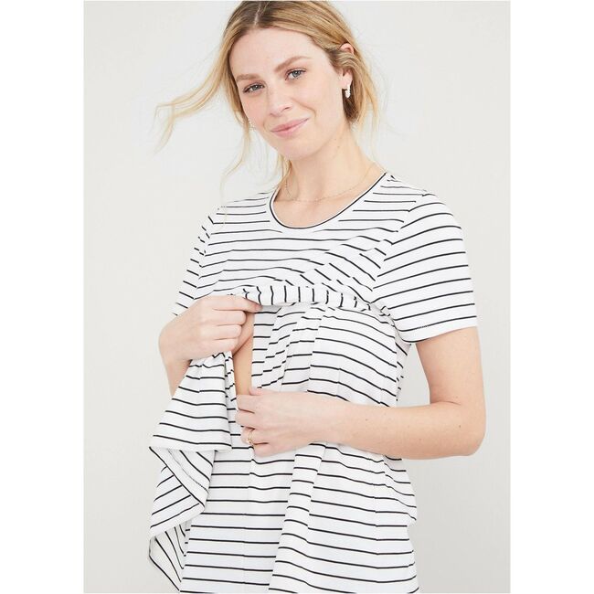 The Women's Luxe Nursing Tee, Black/White Stripe - T-Shirts - 3