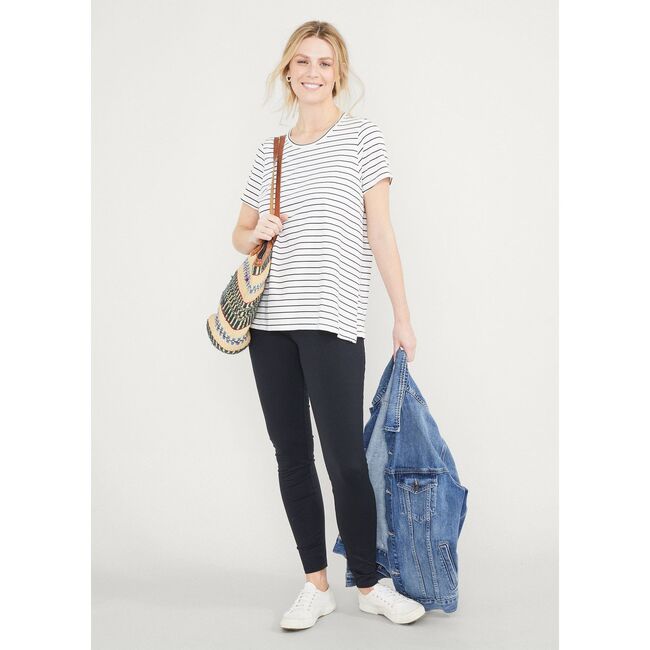 The Women's Luxe Nursing Tee, Black/White Stripe - T-Shirts - 4