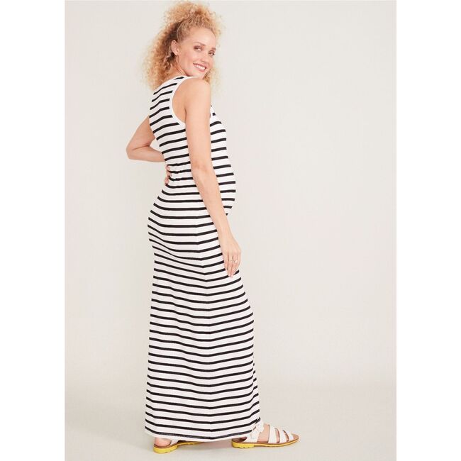 The Women's Long Body Tank Dress, Black / White Stripe - Dresses - 4