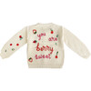 Embroidered Sweater "You are Berry Sweet", Beige - Sweaters - 1 - thumbnail