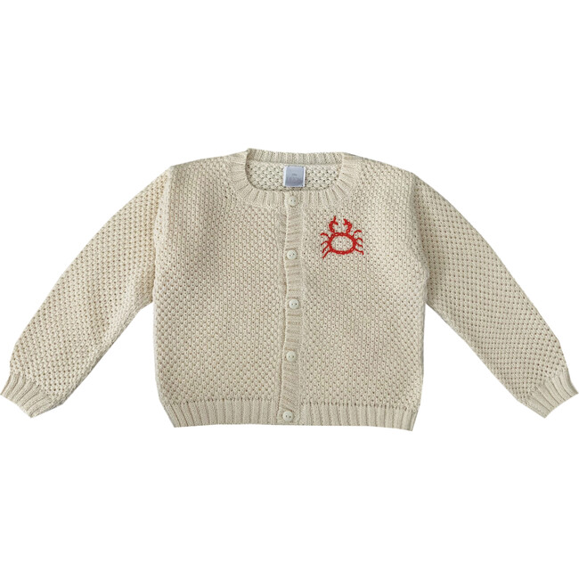Embroidered Sweater "Vacation, Vacance, Vacanza", Beige