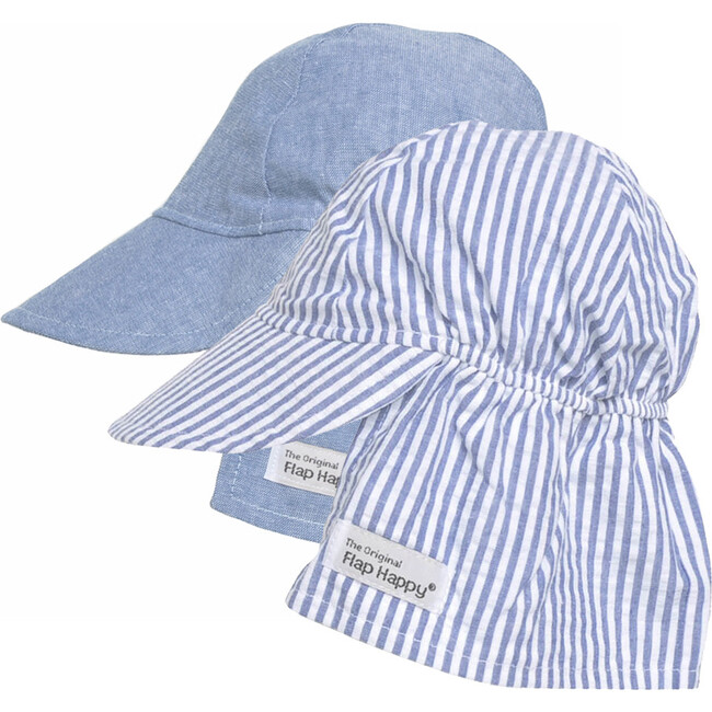 Original Flap Hat 2 Pack, Chambray & Chambray Stripe Seersucker - Hats - 1