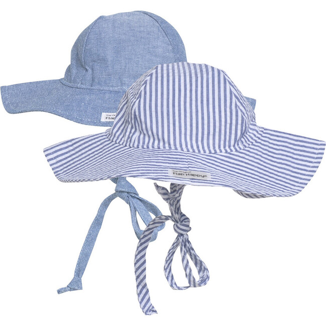Floppy Hat 2 Pack, Chambray & Chambray Stripe Seersucker - Hats - 1 - zoom