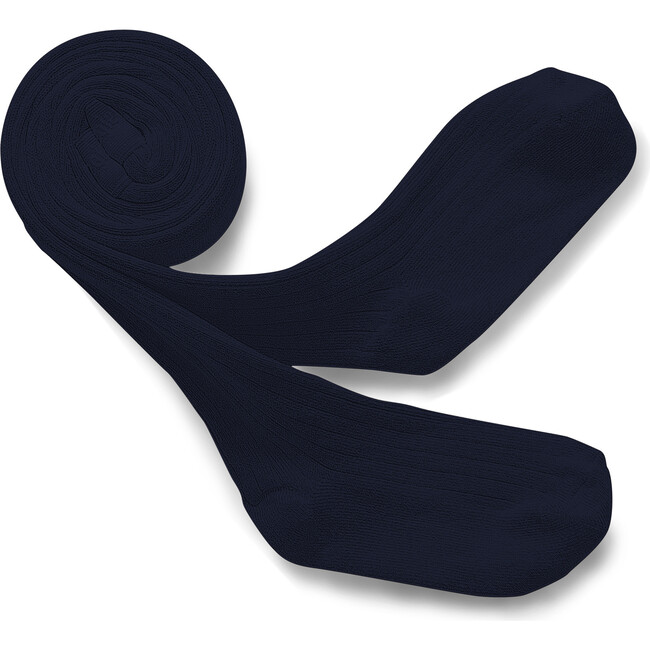 Collégien Ribbed Tights, Navy - Tights - 1