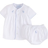 Pinpoint Layette Knit Set, Blue Giraffe - Mixed Apparel Set - 1 - thumbnail