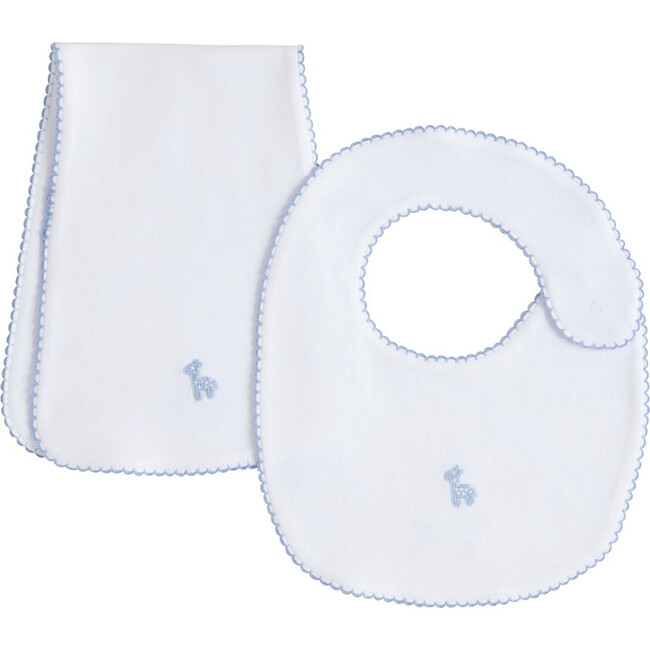 Bib N' Burp Set, Blue Giraffe - Mixed Gift Set - 1