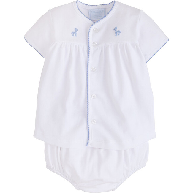 Pinpoint Layette Knit Set, Blue Giraffe - Mixed Apparel Set - 2