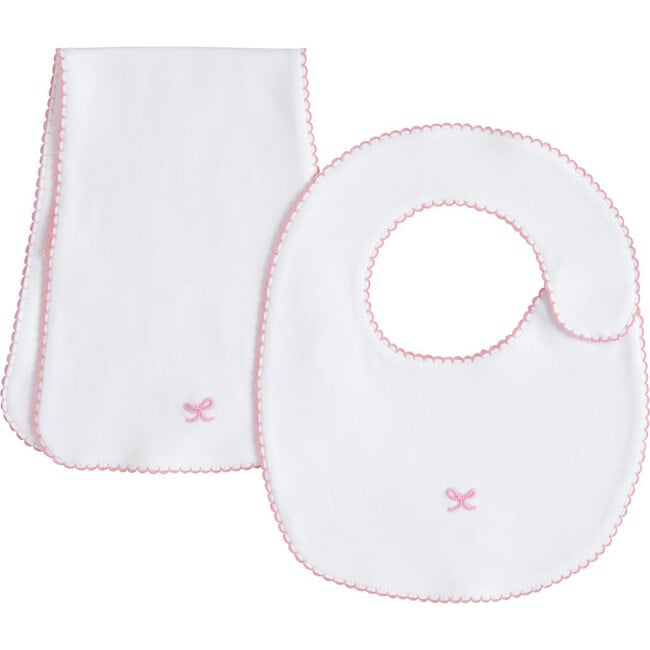 Bib N' Burp Set, Pink Bow