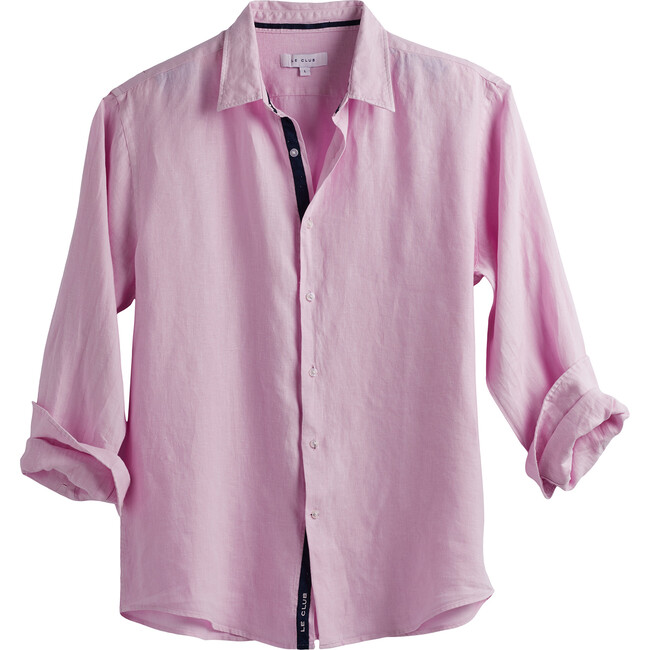 Men's Peter Linen Shirt, Pink - Shirts - 1