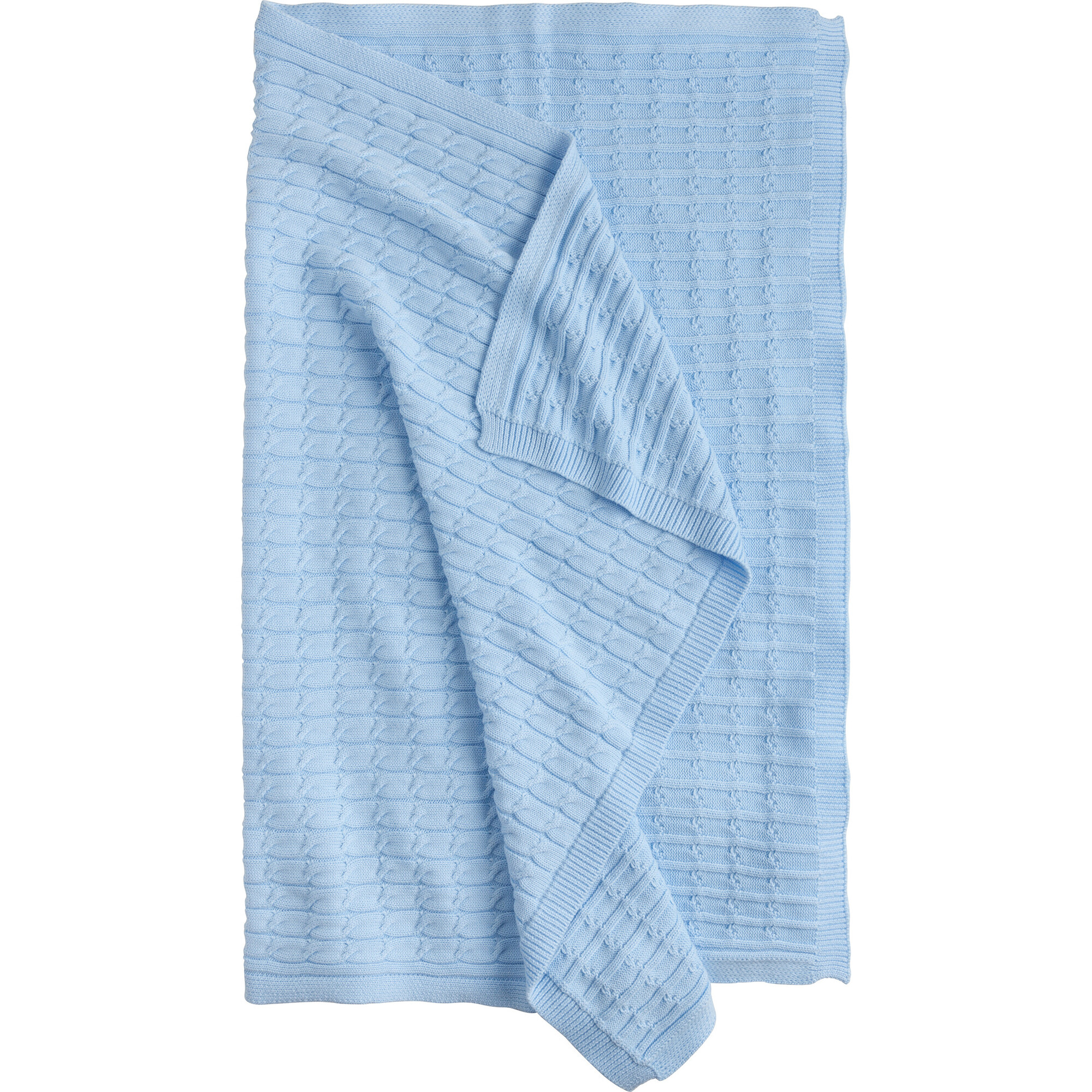 Cable Knit Blanket, Light Blue - Blankets - 1