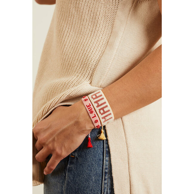 White & Pink Flower MAMA Bracelet - Bracelets - 3