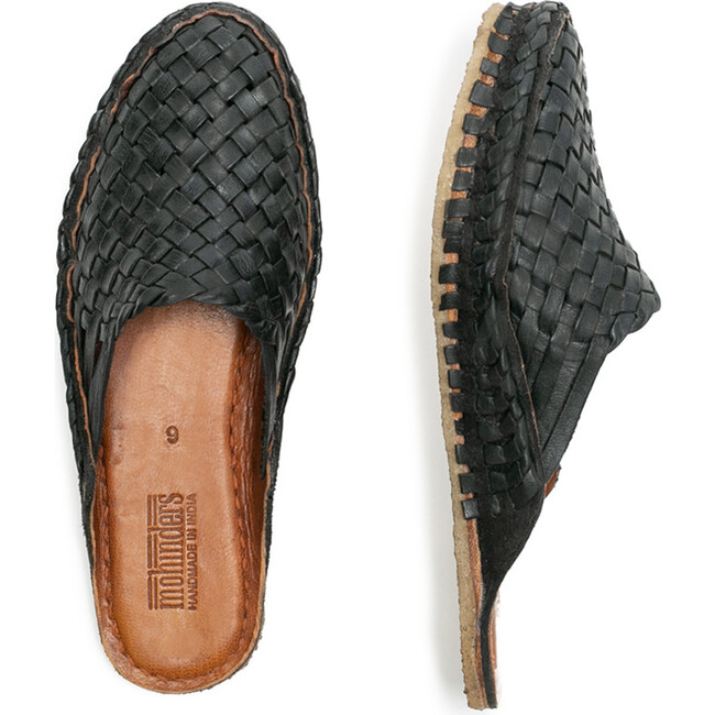 Woven Slide, Iron-Dyed Leather - Sandals - 1