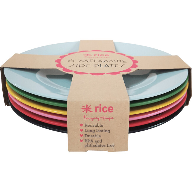 Gift Set of 6 Melamine Round Side Plates, Assorted Colors