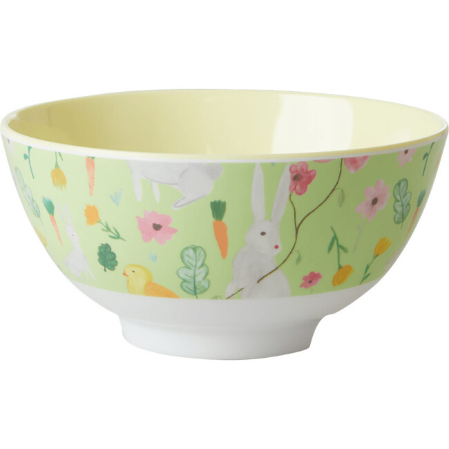 Medium Melamine Bowl, Green Bunny