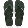 Mens Brazil Logo Flip Flops, Olive Green - Sandals - 1 - thumbnail