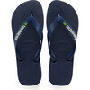 Mens Brazil Logo Flip Flops, Navy Blue - Sandals - 1 - thumbnail