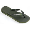 Mens Brazil Logo Flip Flops, Olive Green - Sandals - 2
