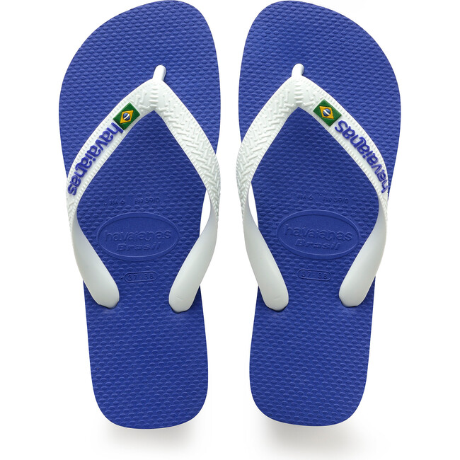 Mens Brazil Logo Flip Flops, Marine Blue - Sandals - 1