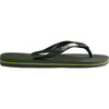 Mens Brazil Logo Flip Flops, Olive Green - Sandals - 3