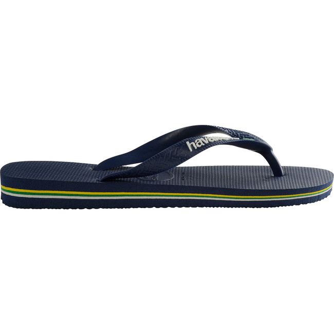 Mens Brazil Logo Flip Flops, Navy Blue - Sandals - 3