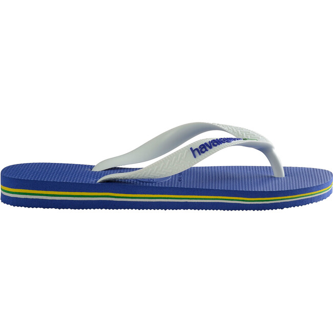 Mens Brazil Logo Flip Flops, Marine Blue - Sandals - 3