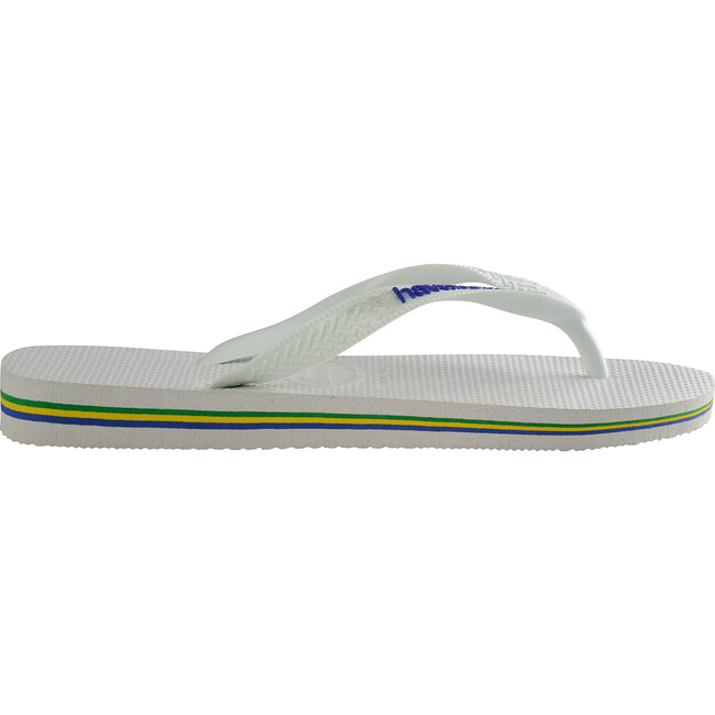 Mens Brazil Logo Flip Flops, White - Sandals - 3