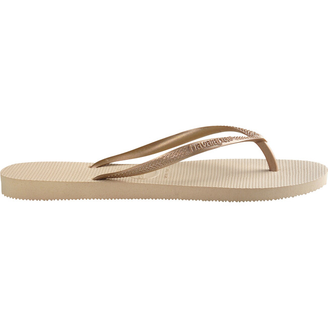 Kids Slim Flip Flops, Sand Grey & Light Golden - Sandals - 3