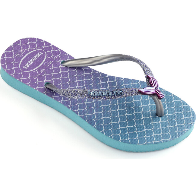 Kids Slim Glitter Flip Flops, Blue - Sandals - 2