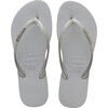 Girls Slim Glitter Flip Flops, Ice Grey - Sandals - 1 - thumbnail