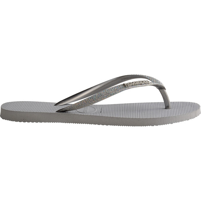 Girls Slim Glitter Flip Flops, Ice Grey - Sandals - 3