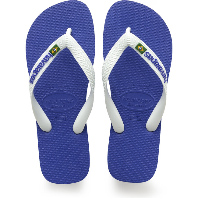 Kids Brazil Logo Flip Flops, Marine Blue - Sandals - 1