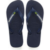 Kids Brazil Logo Flip Flops, Navy Blue - Sandals - 1 - thumbnail