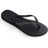 Kids Slim Glitter Flip Flops, Black & Dark Metallic Grey - Sandals - 2